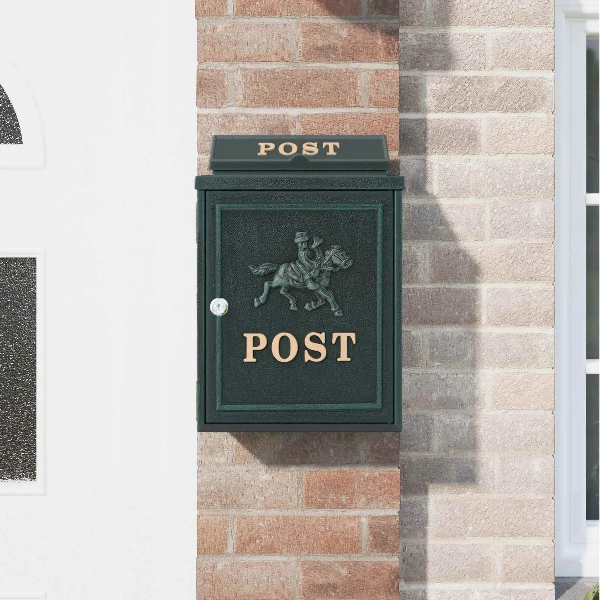 Wall Mounted Mailbox Cast Aluminum Green Vintage Outdoor Front Door