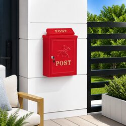 Practical Red Wall Mounted Mailbox for Home Use