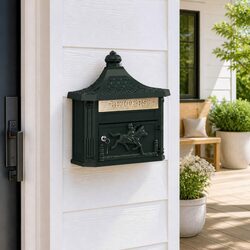 Wall Mounted Mailbox Green Vintage Outdoor Garden Post Box Lockable Secure Mail