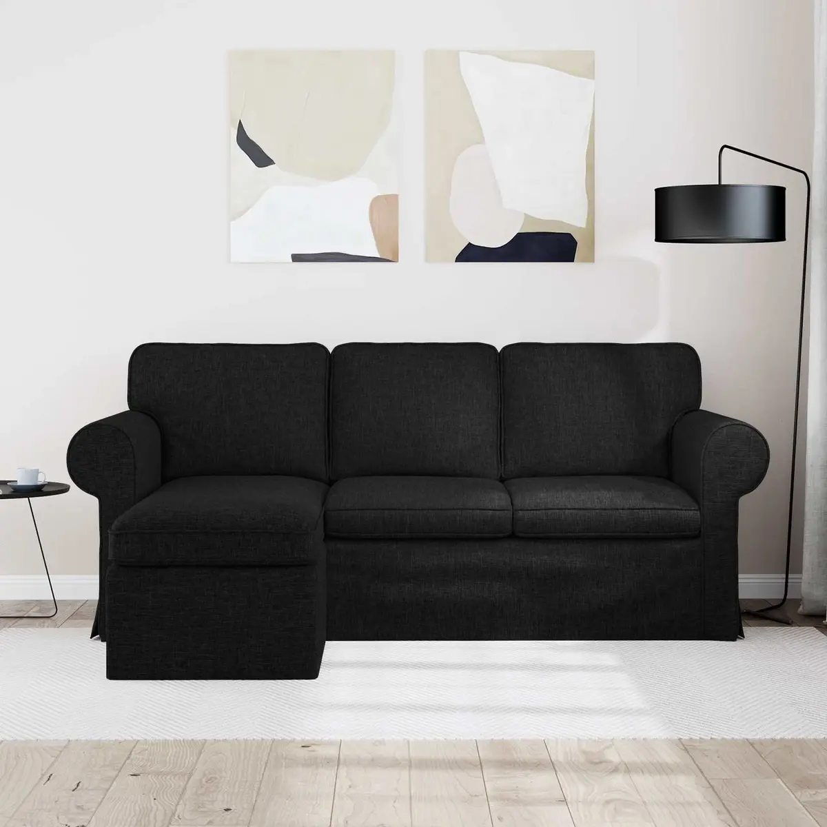 Modern Sofa Black 195x138x80cm Fabric Living Room Bedroom Lounge Couch Settee