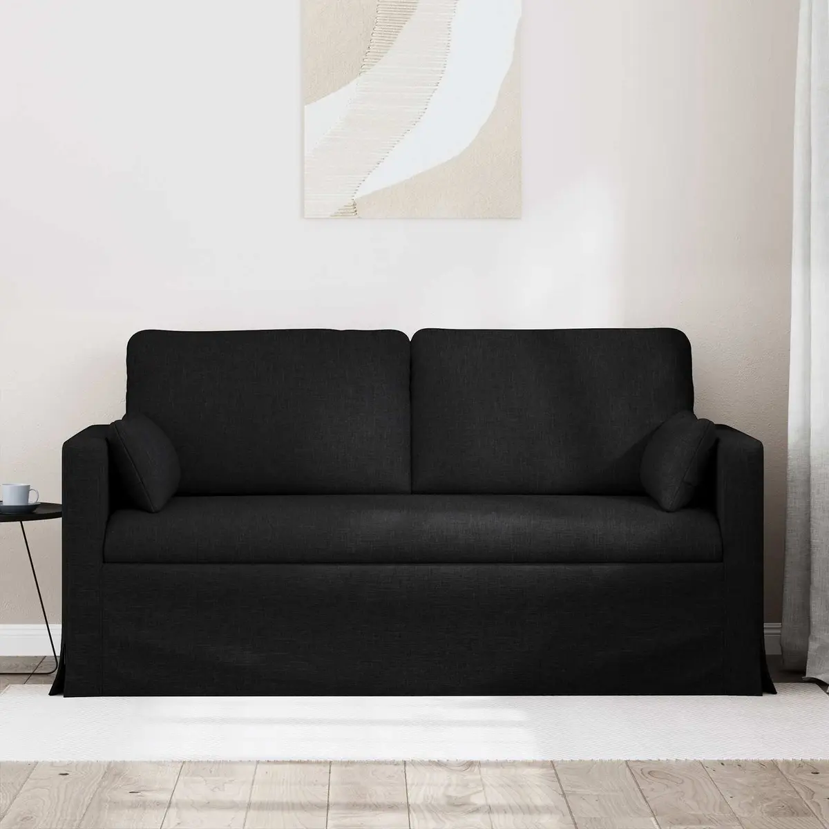 Sofa Metal Frame 158cm Black Fabric Modern Living Room Couch Modular Seating