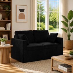 Practical Black Velvet Sofa for Any Living Space 138cm