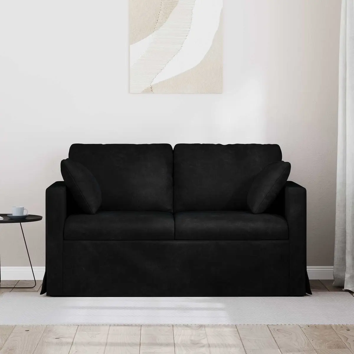 Black Velvet Sofa Modern Lounge Couch Modular Design Living Room Furniture 138cm