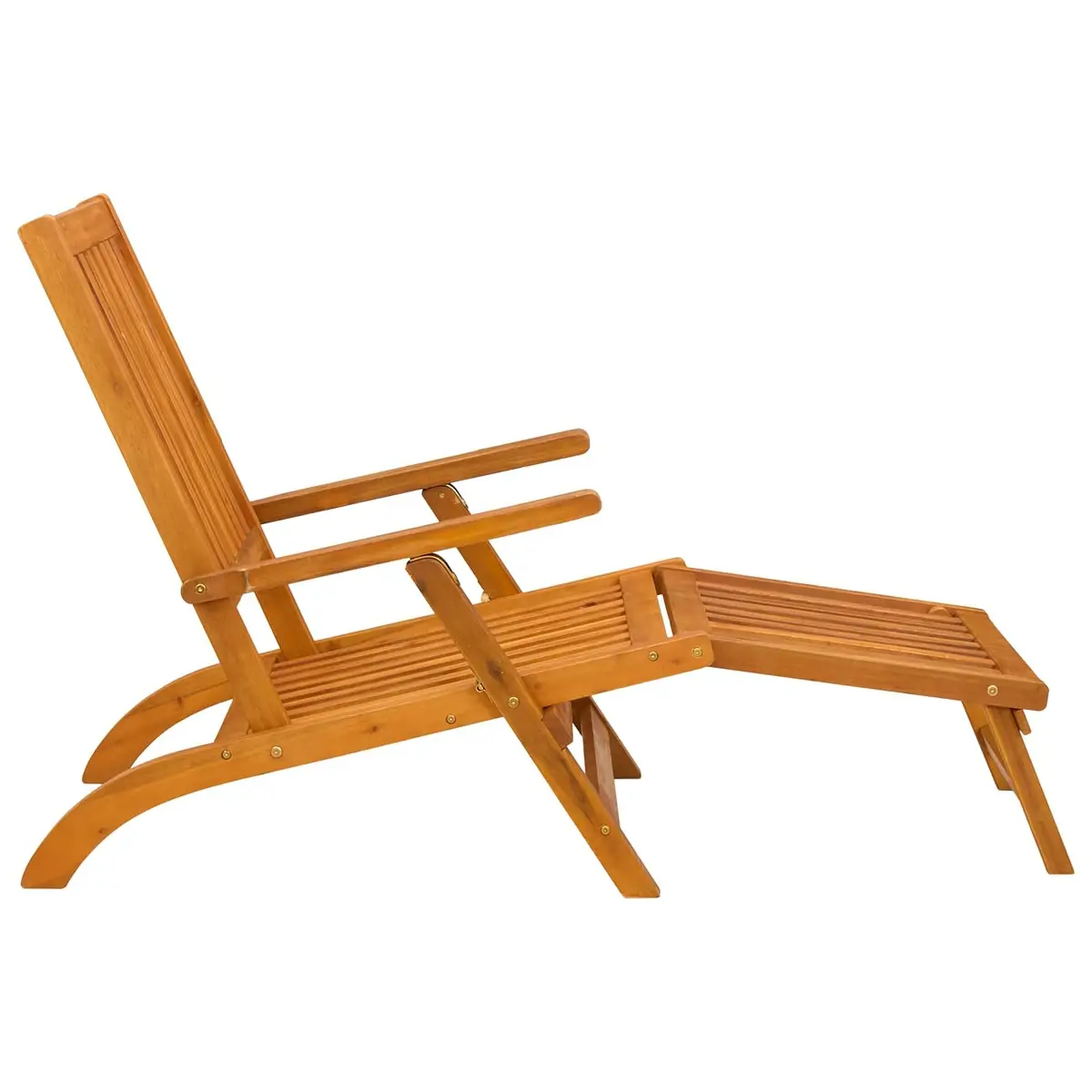Reclining Sun Lounger Acacia Wood Folding Chair Outdoor Garden Patio 2 Piece Brown