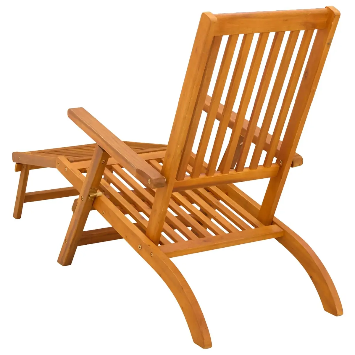 Reclining Sun Lounger Acacia Wood Folding Chair Outdoor Garden Patio 2 Piece Brown