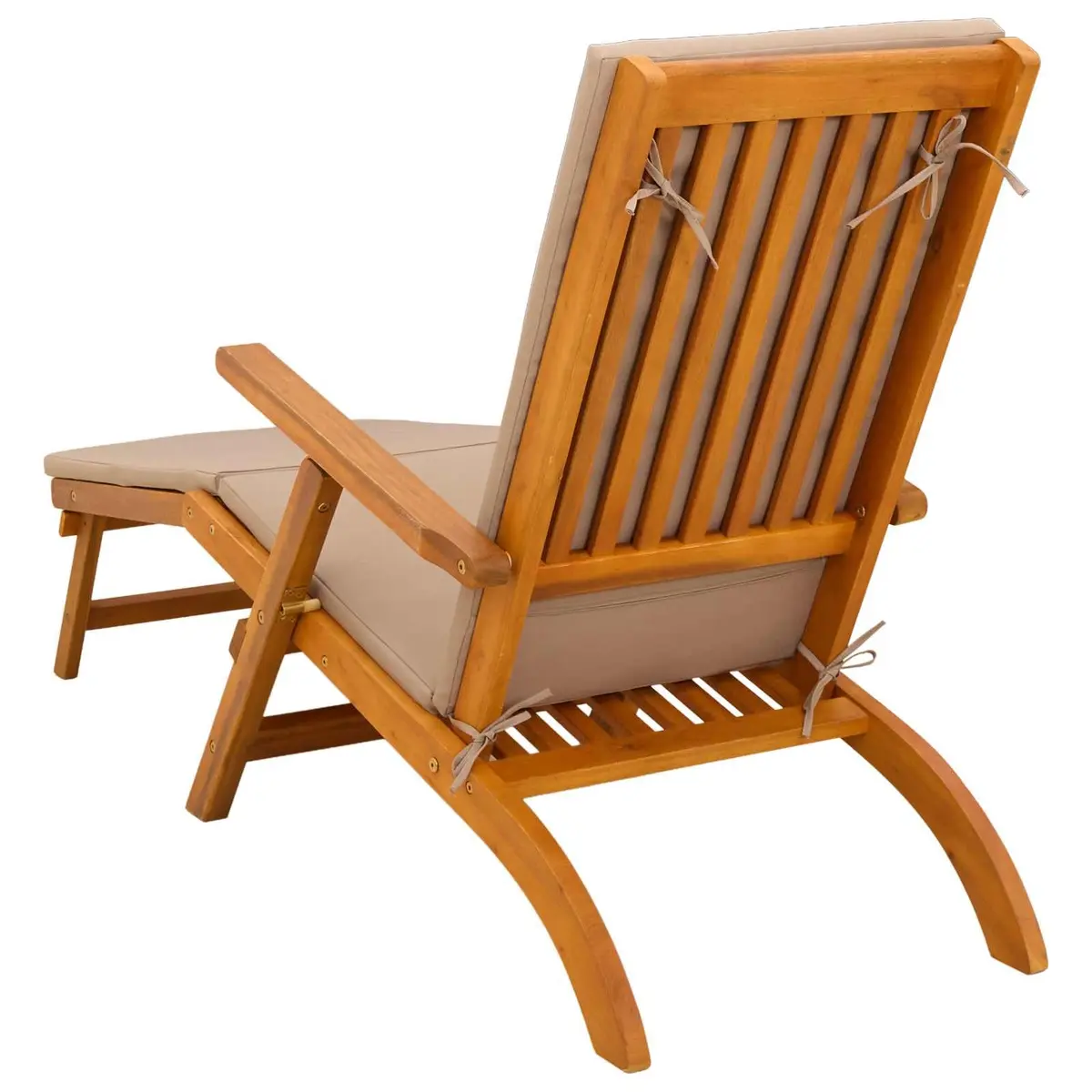 Sun Lounger Reclining Chair Folding Acacia Wood Brown 2 Piece