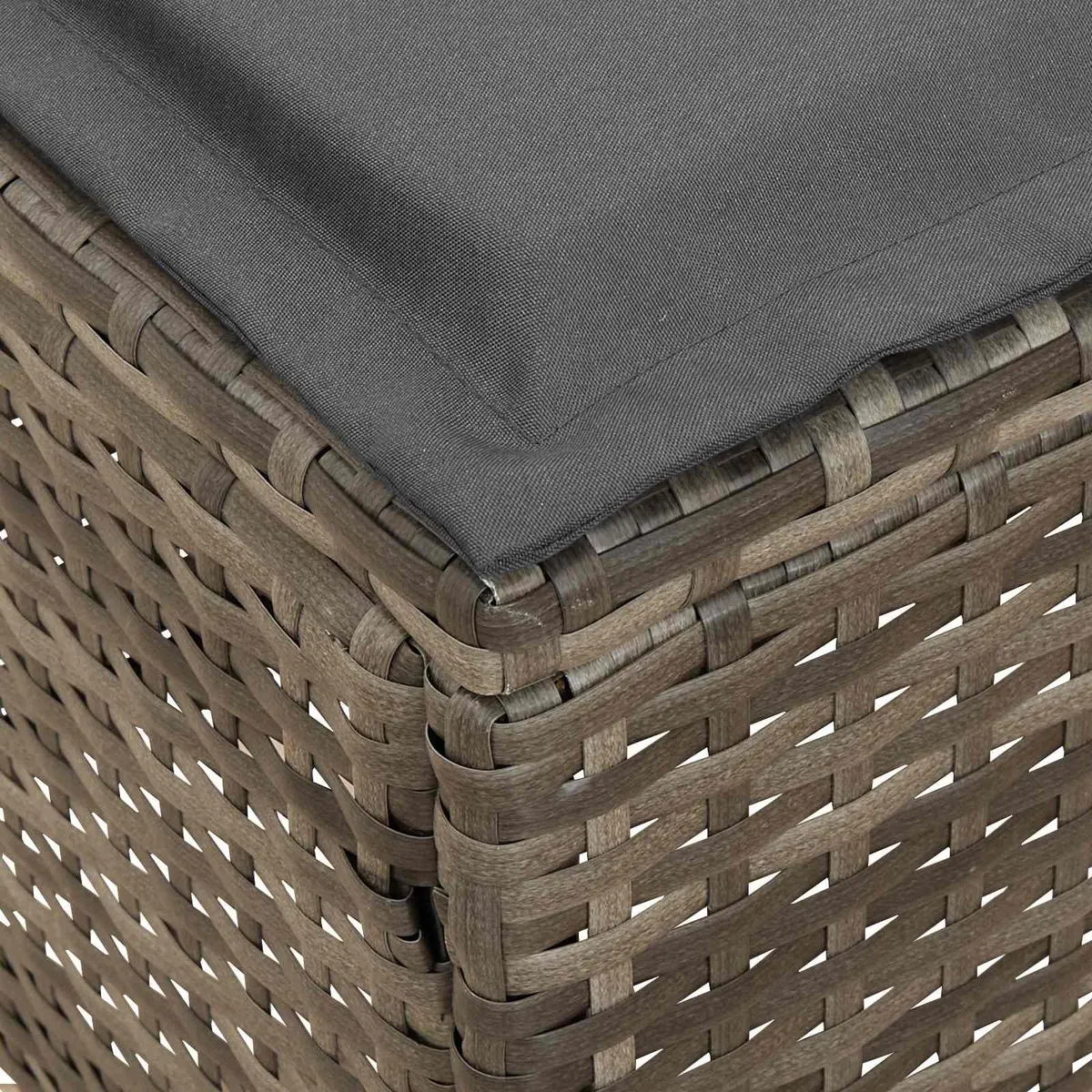 Garden Footstool Outdoor Indoor Seating 2 Piece Set Grey Rattan Frame Removable