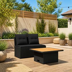 Practical Middle Sofa with Lift-Up Table for Outdoor Use
