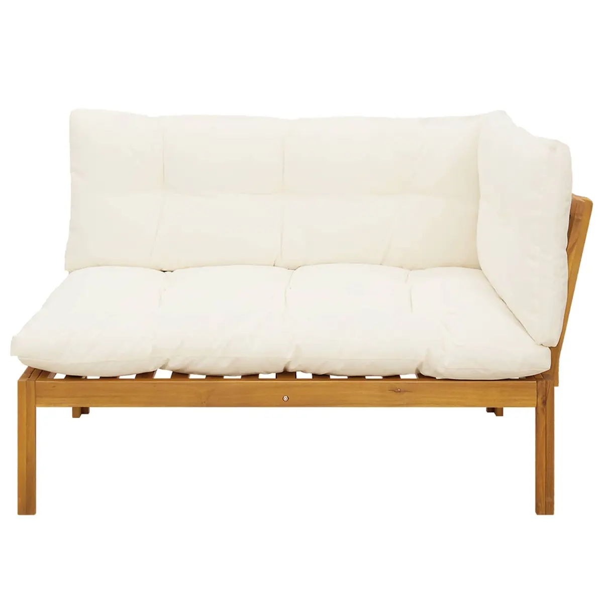 Corner Sofa Set Acacia Wood Outdoor Furniture Deep Brown with Bench Cushion