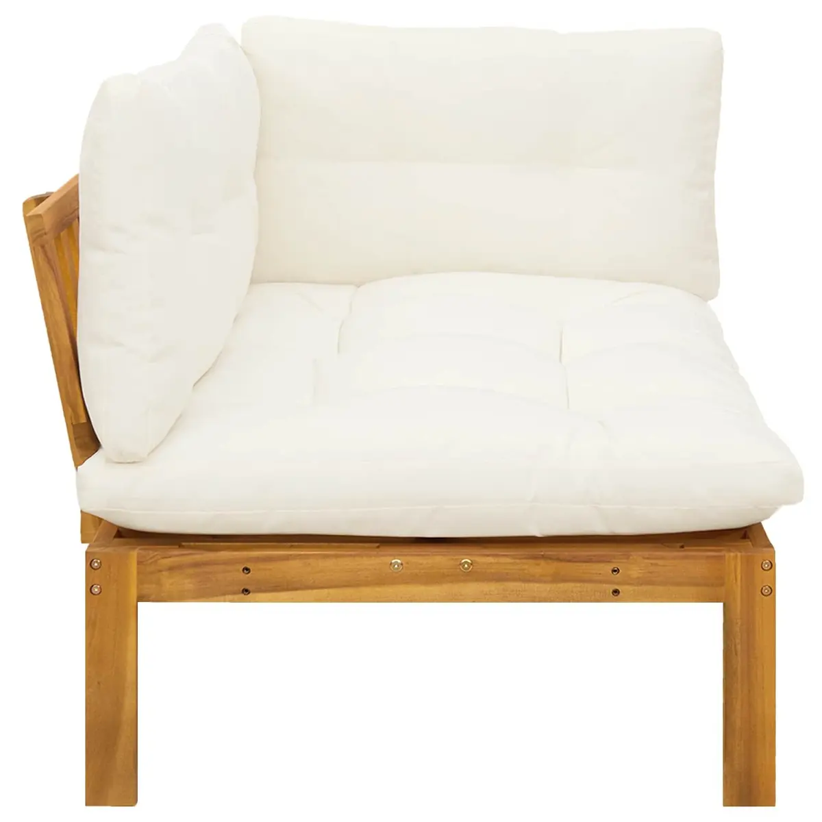 Corner Sofa Set Acacia Wood Outdoor Furniture Deep Brown with Bench Cushion