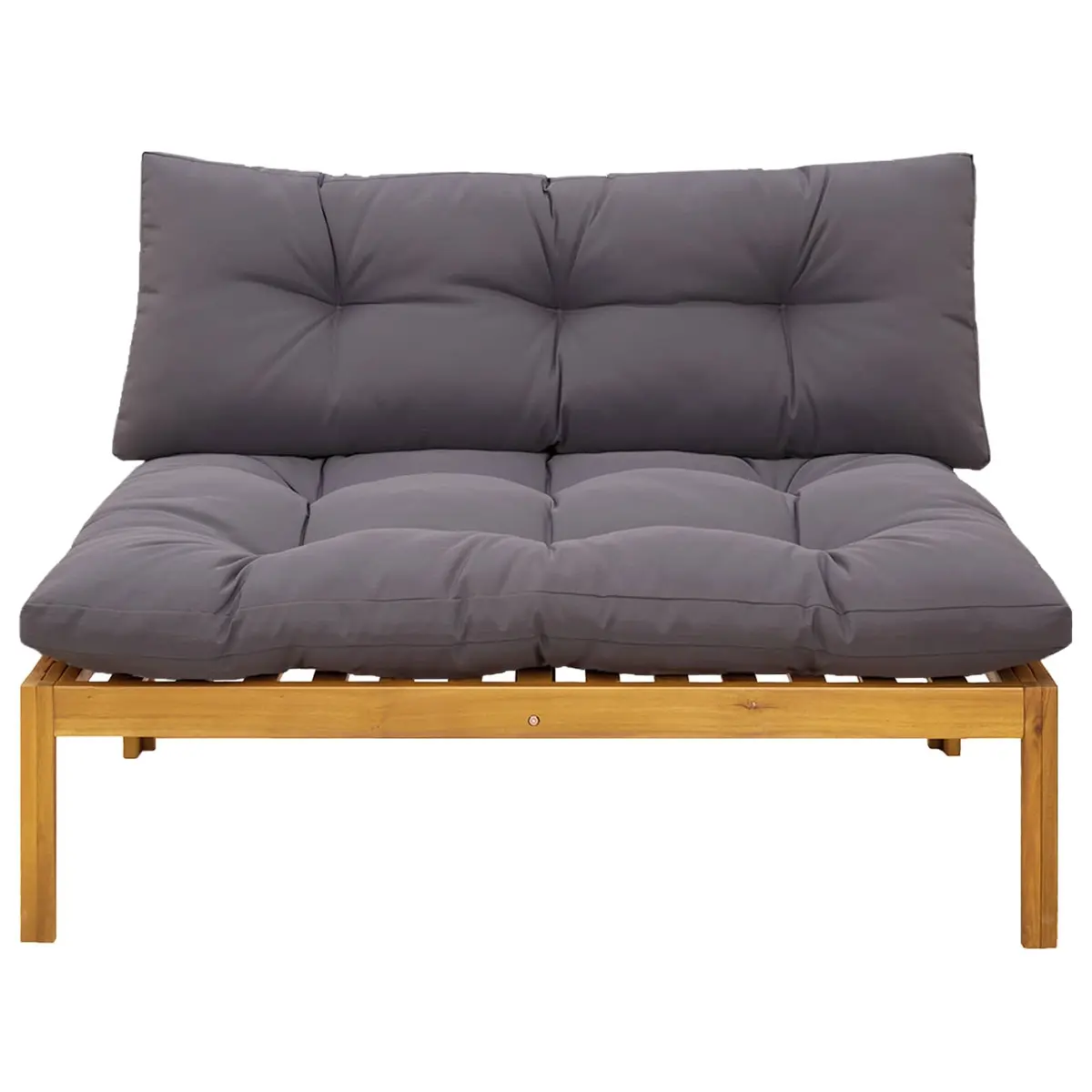 Middle Sofa Unit Outdoor Sectional Seating Acacia Wood Natural Dark Grey Garden