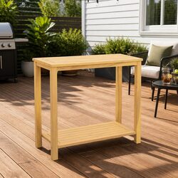Practical Outdoor Console Table with Broad Storage Shelves