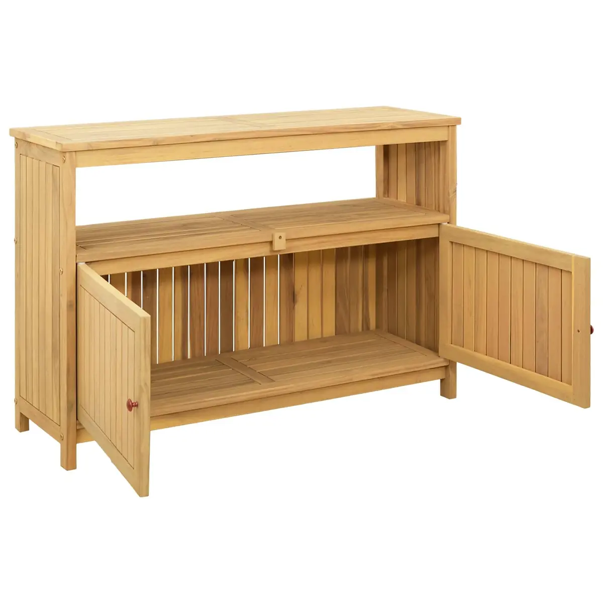 Garden Console Table with Storage Shelves Outdoor Indoor Furniture Light Acacia