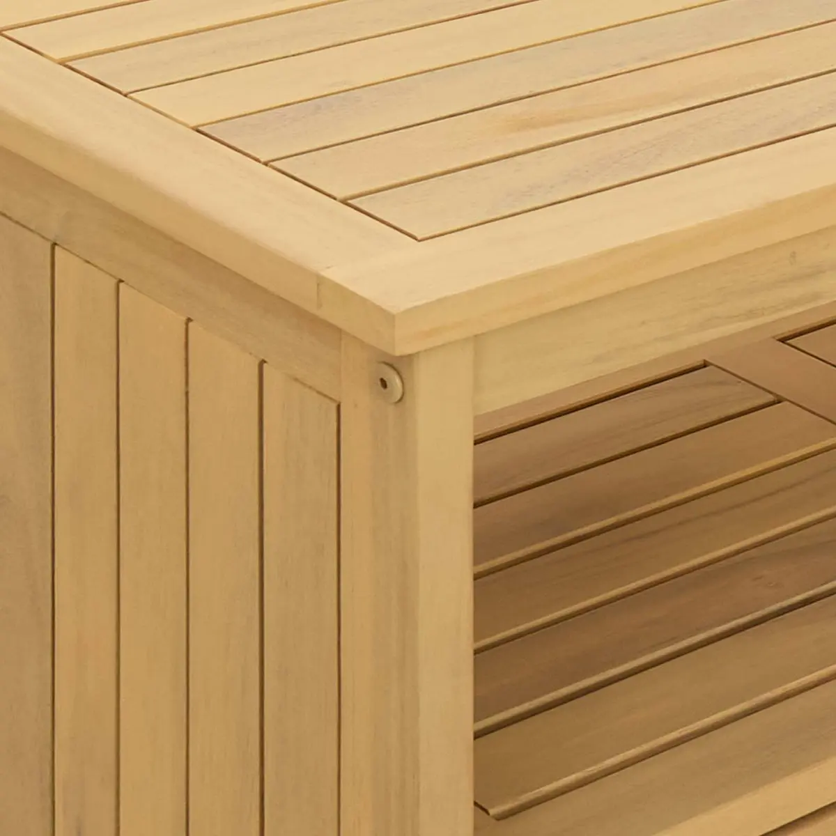 Garden Console Table with Storage Shelves Outdoor Indoor Furniture Light Acacia