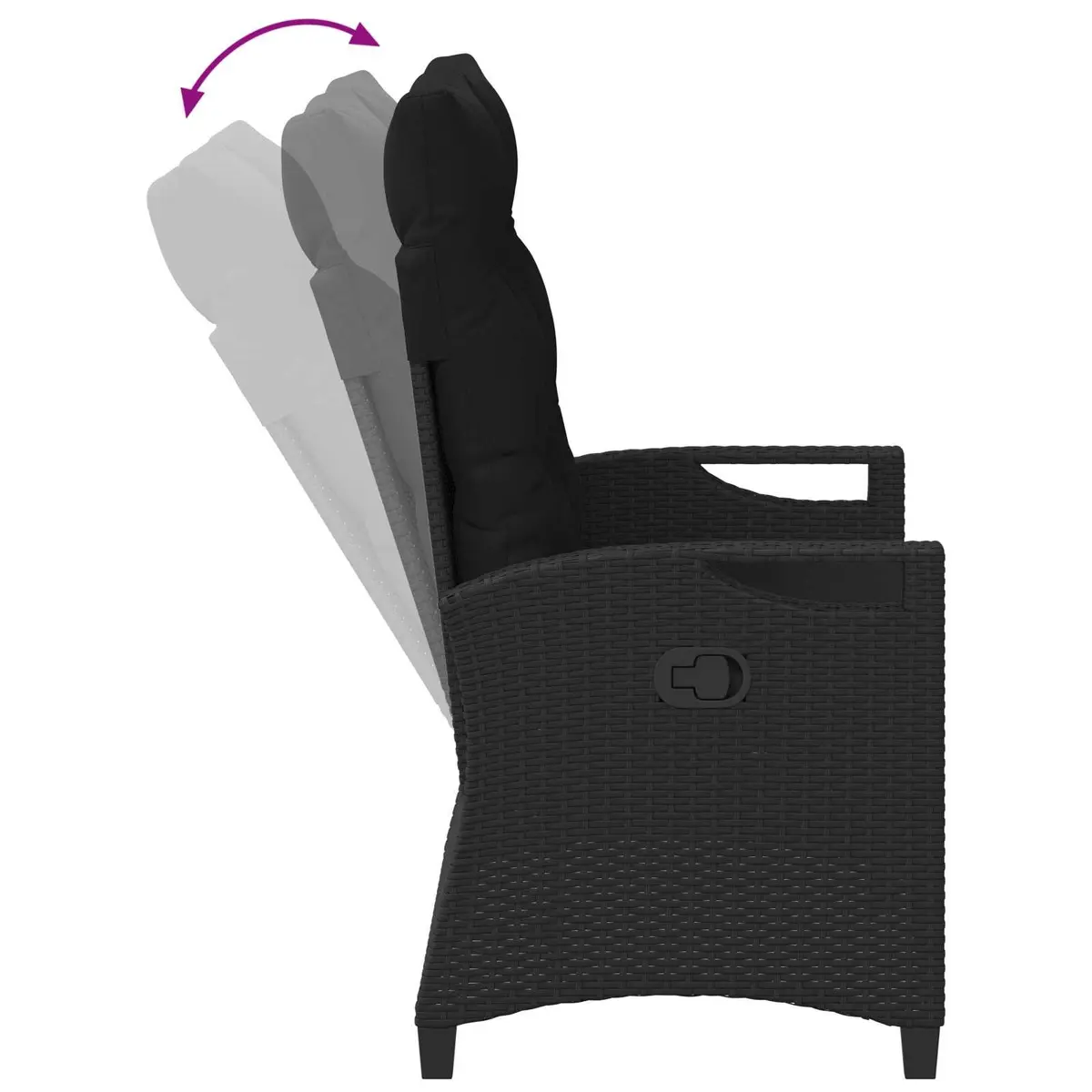 Reclining Garden Bench Steel Frame Polyester Covering Black