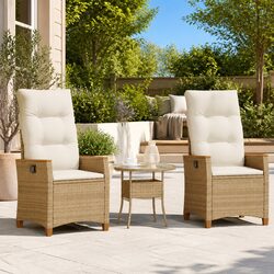 Reclining Garden Chair Beige Outdoor Seating Adjustable Backrest Relaxing Lounge