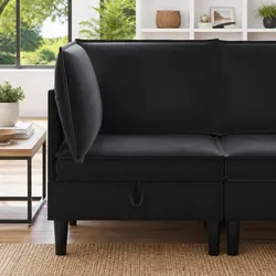 Versatile Black Velvet Sofa with Storage for Your Home