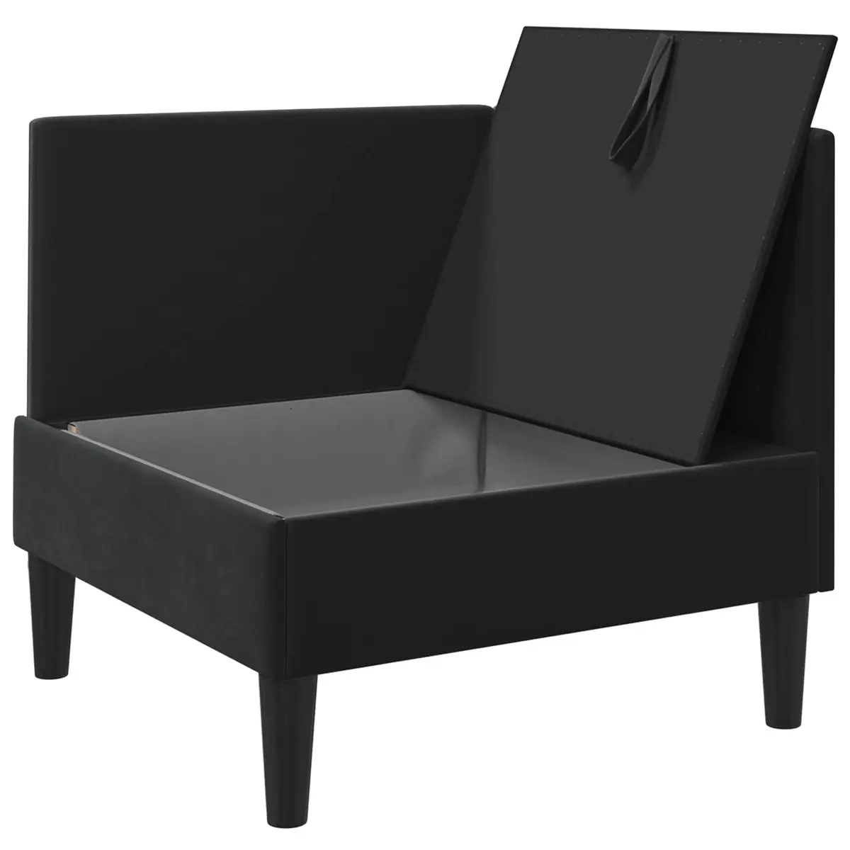 Black Velvet Sofa with Storage Compartment Modern Living Room Furniture