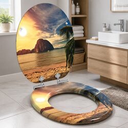 Practical Orange Toilet Seat with Soft-Close Design