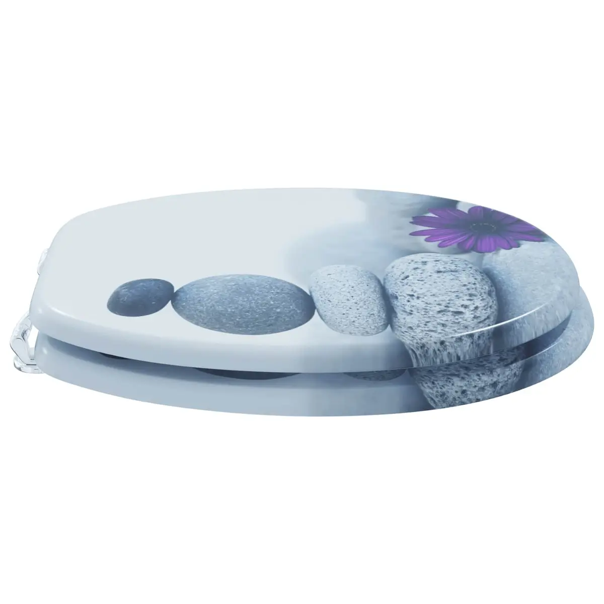 Soft-Close Toilet Seat MDF 44 x 38 cm Grey Standard Fix Bathroom Accessory