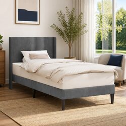 Versatile Grey Velvet Bed Frame 90 x 190 cm for Any Bedroom