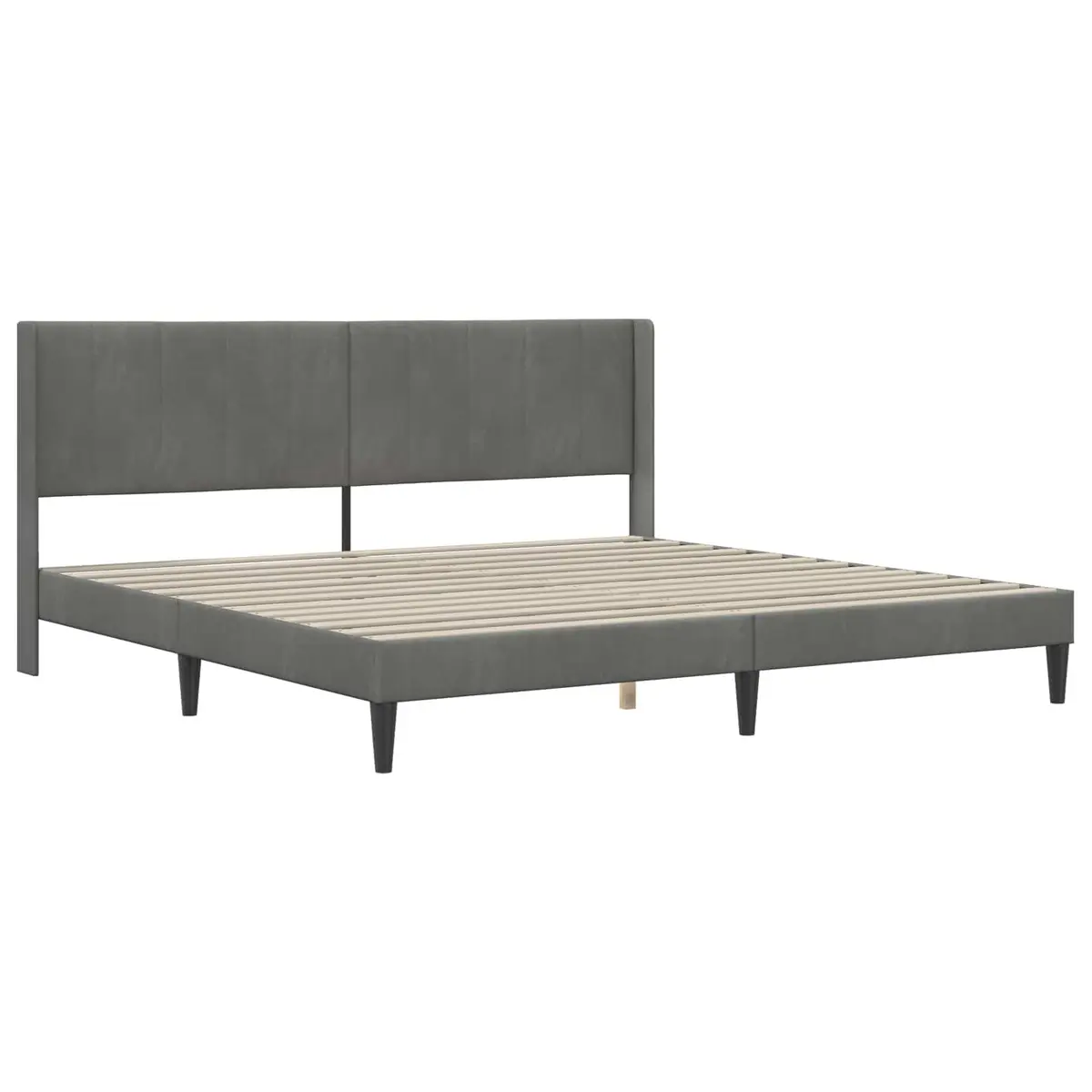 Bed Frame Velvet 180 x 200 cm Grey Plywood Modern