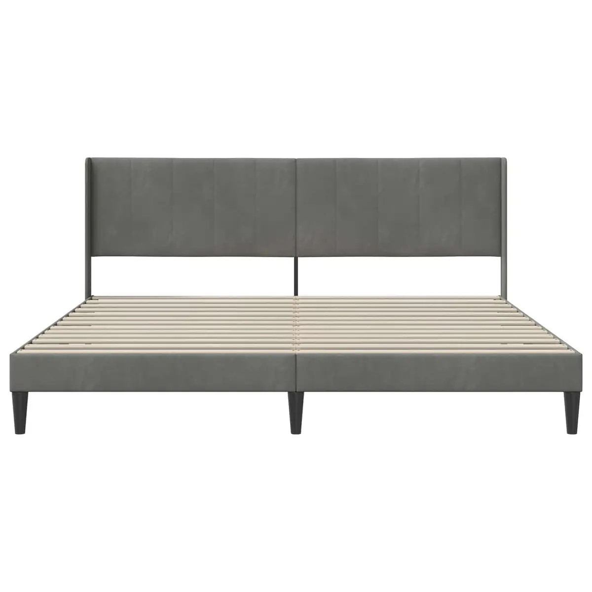 Bed Frame Velvet 180 x 200 cm Grey Plywood Modern