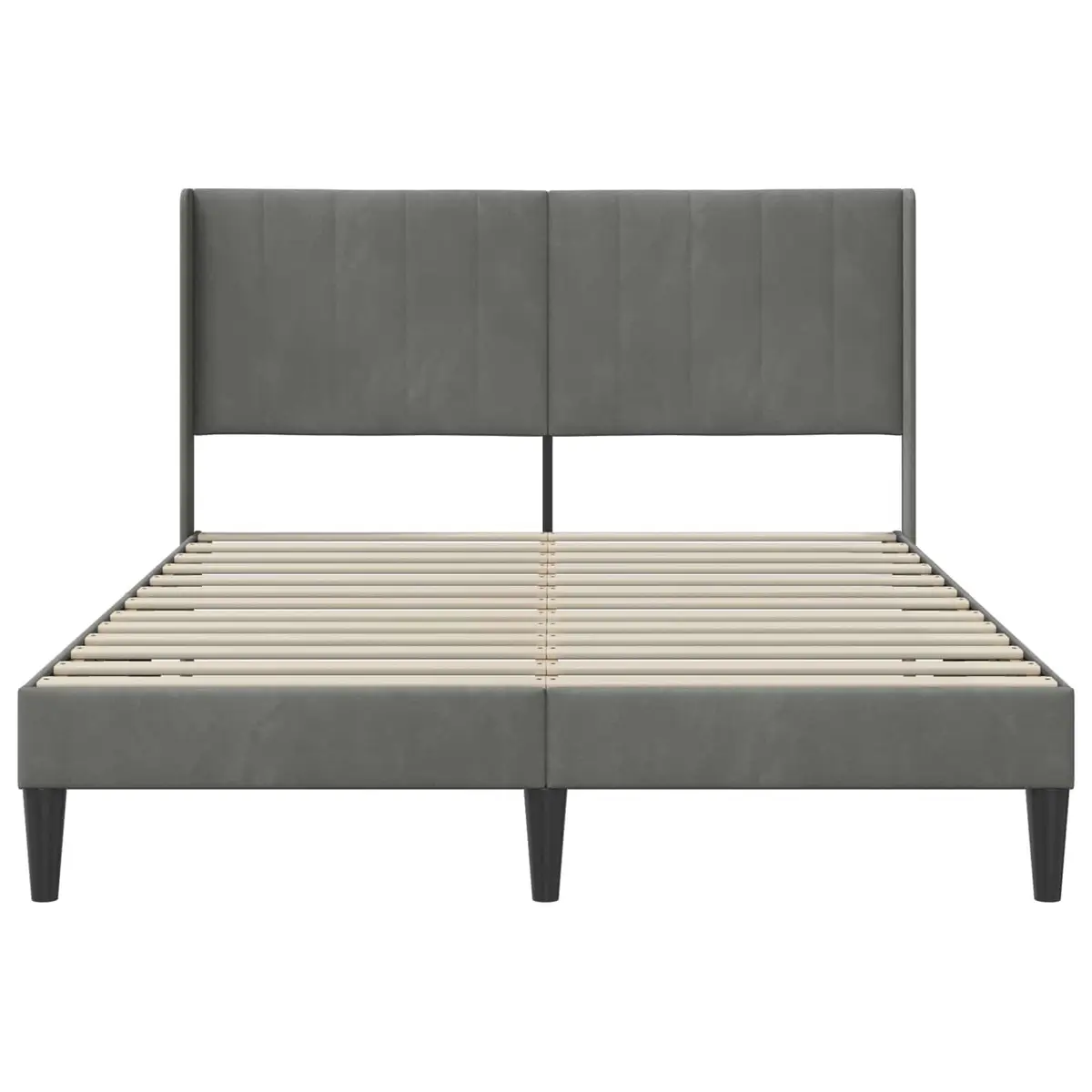 Bed Frame Velvet Dark Grey 137 x 190 cm Modern
