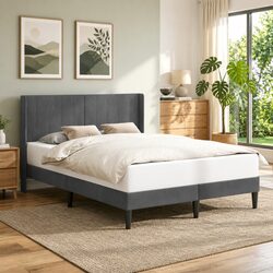 Dark Grey Velvet Bed Frame: Practical Design for Everyday Use 153 x 203 cm