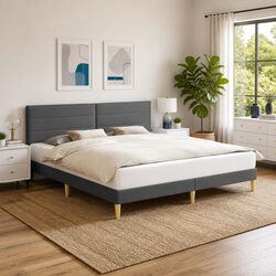 Versatile Grey Bed Frame with Headboard for Any Bedroom 180 x 200 cm