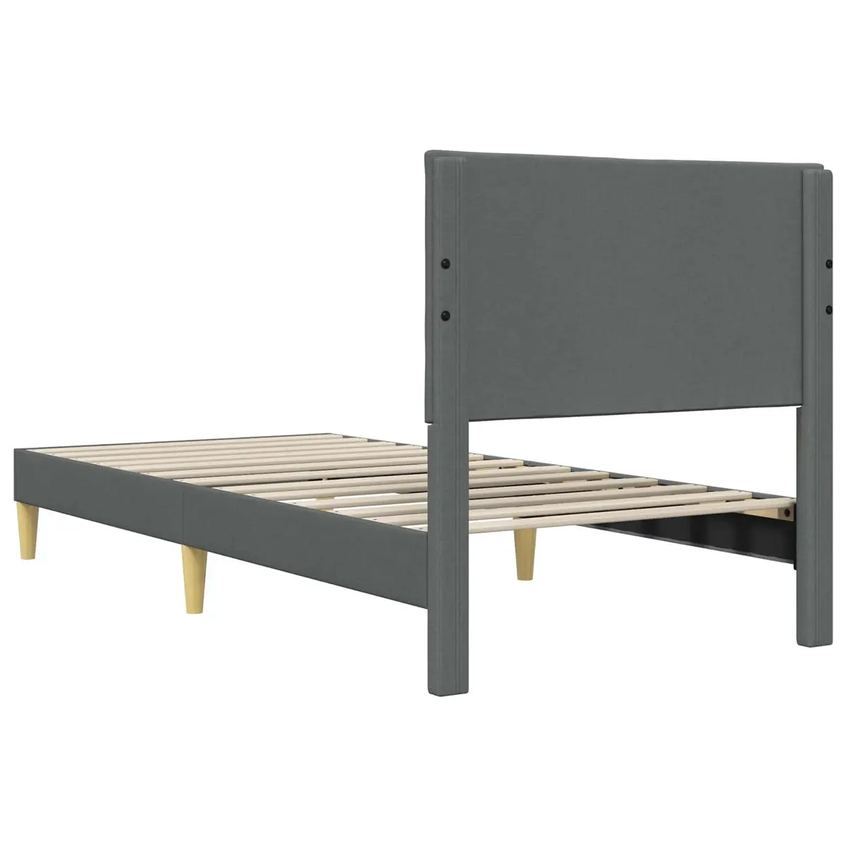 Bed Frame with Fabric Upholstered Headboard Dark Grey 107 x 203 cm Modern