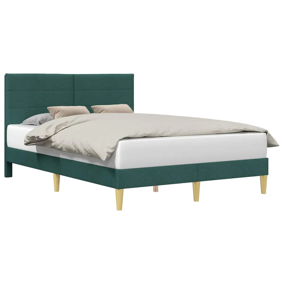 Bed Frame Plywood Construction 137 x 190 cm Dark Grey Fabric Headboard