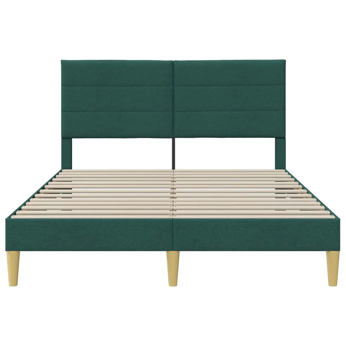 Bed Frame Plywood Construction 137 x 190 cm Dark Grey Fabric Headboard