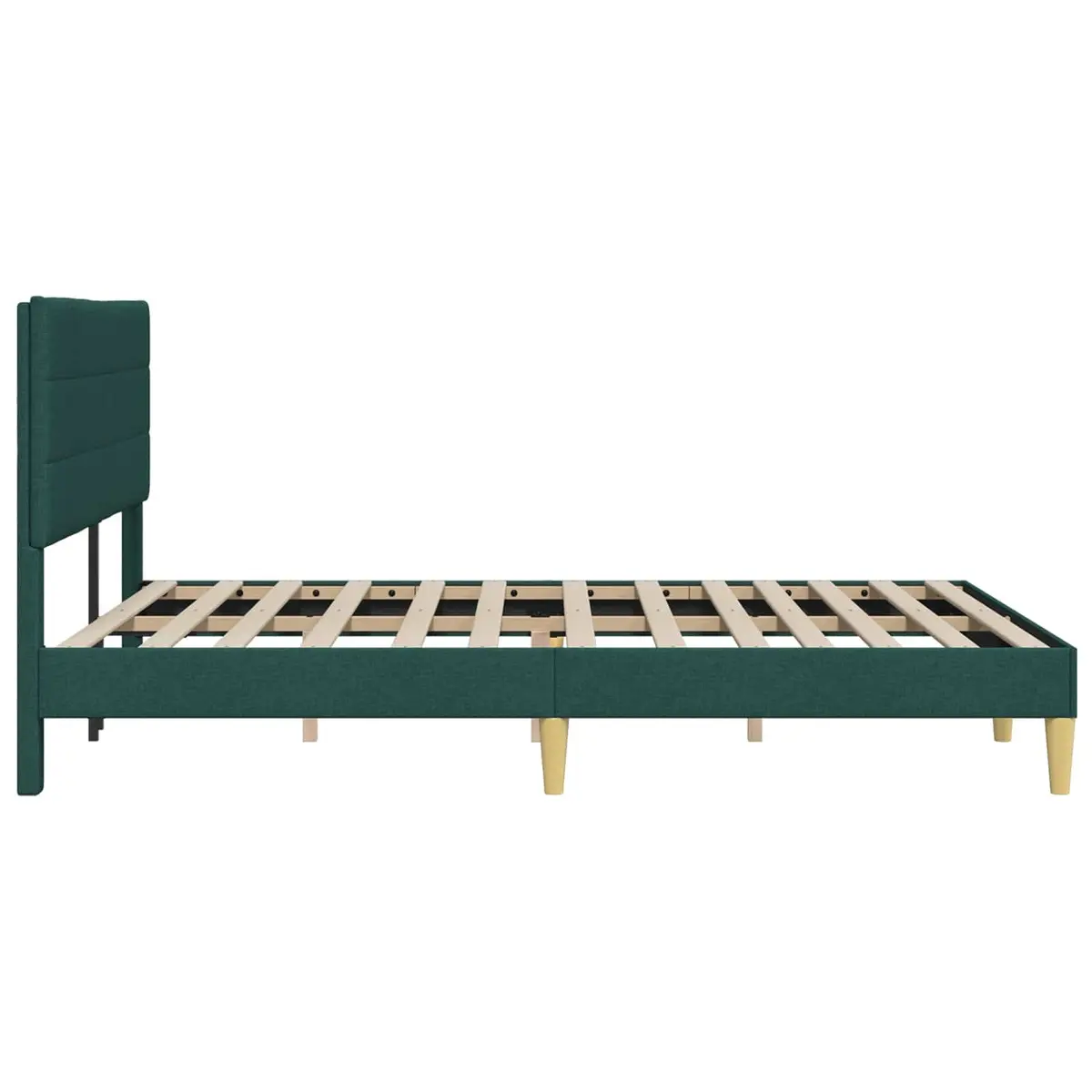Bed Frame Plywood Construction 137 x 190 cm Dark Grey Fabric Headboard
