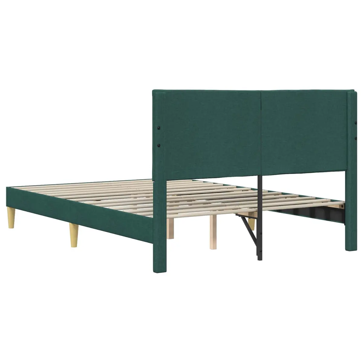 Bed Frame Plywood Construction 137 x 190 cm Dark Grey Fabric Headboard