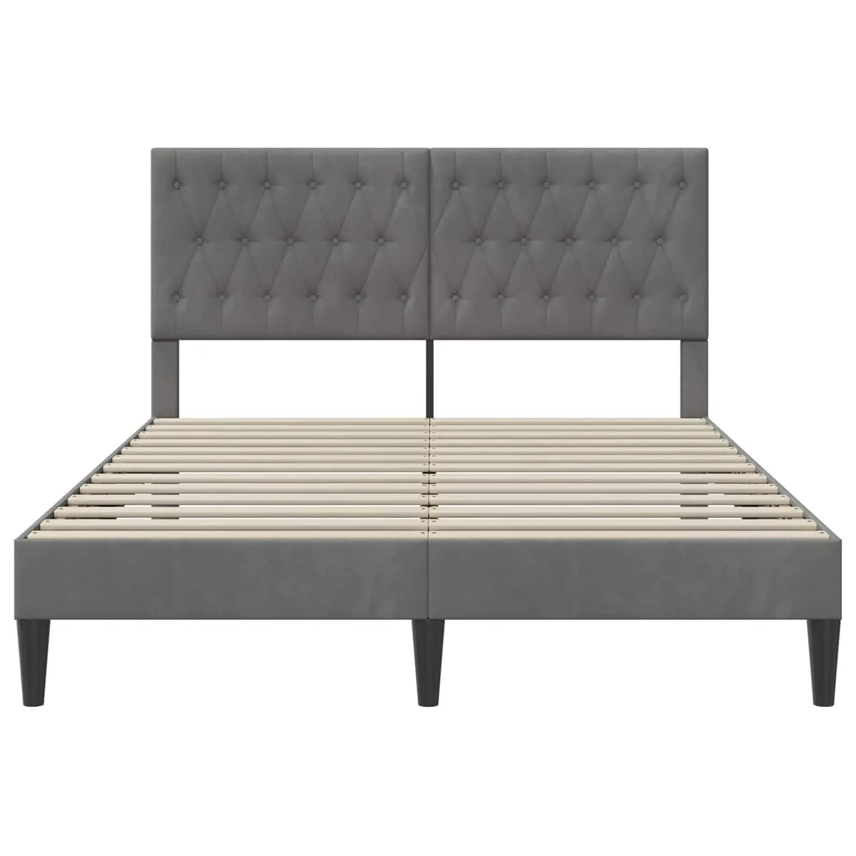 Bed Frame Slatted Support System 137 x 190 cm Dark Grey Velvet