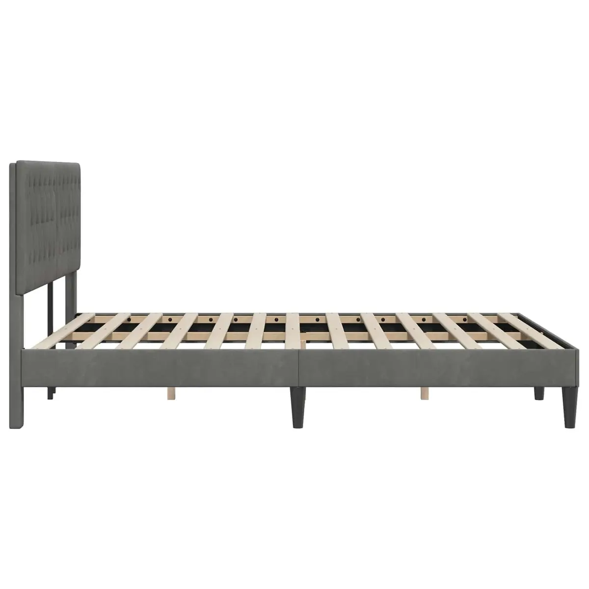 Bed Frame Slatted Support System 137 x 190 cm Dark Grey Velvet