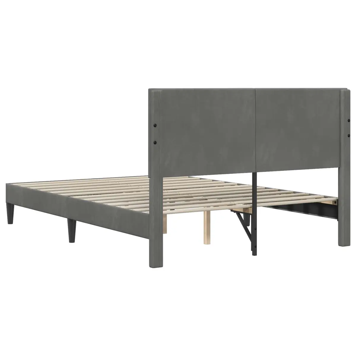 Bed Frame with Dark Grey Velvet Headboard