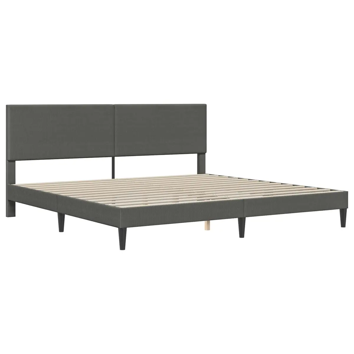 Bed Frame with Headboard Dark Grey 180 x 200 cm Corduroy Fabric Modern Bedroom