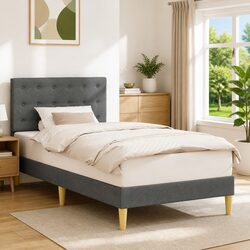 Versatile Grey Bed Frame with Headboard 90 x 190 cm