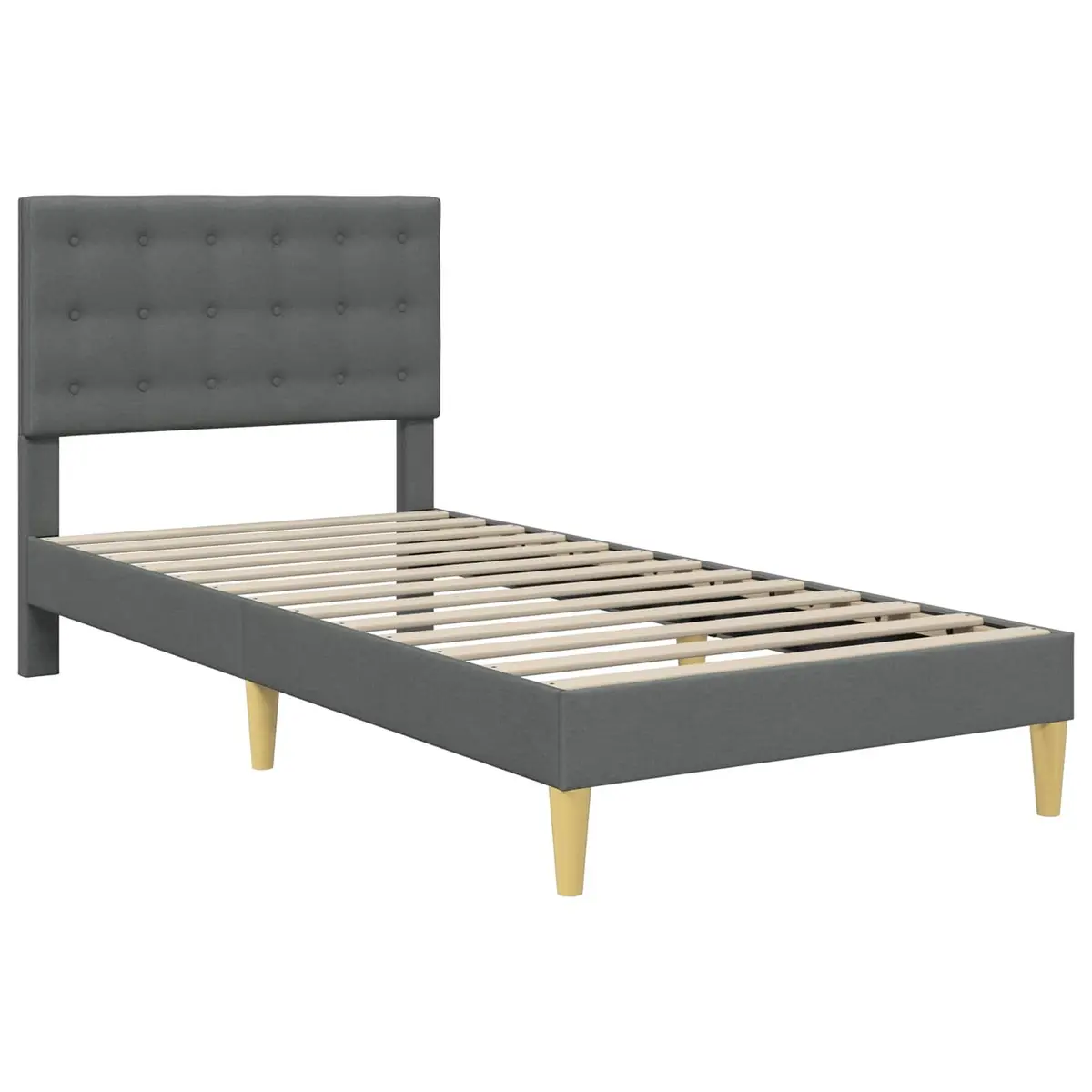 Grey Bed Frame with Headboard 90 x 190 cm