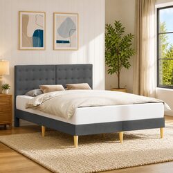 Practical Dark Grey Bed Frame for Everyday Comfort 137 x 190 cm