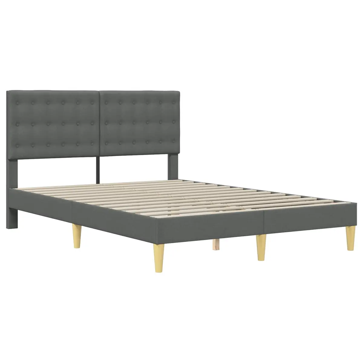 Bed Frame with Fabric Headboard Dark Grey 137 x 190 cm Bedroom Furniture