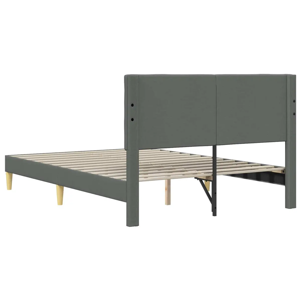 Bed Frame with Fabric Headboard Dark Grey 137 x 190 cm Bedroom Furniture