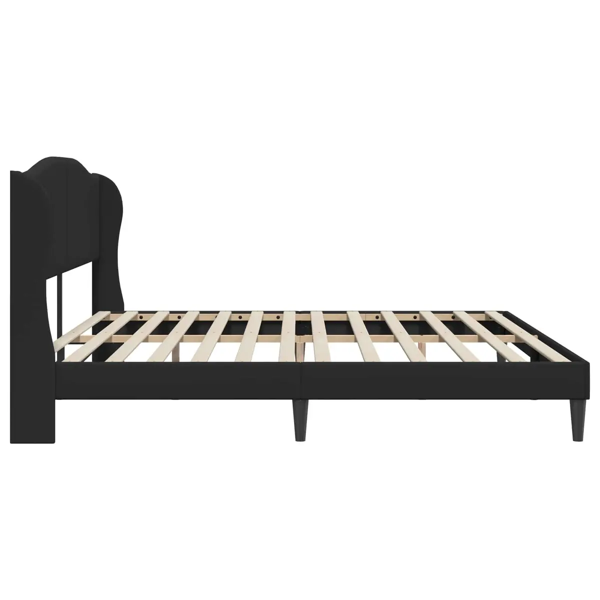 Bed Frame Faux Leather Headboard 180 x 200 cm Black Plywood Modern
