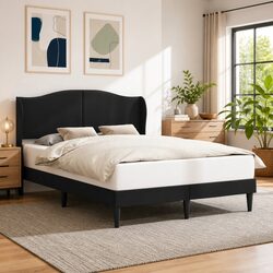 Functional Black Bed Frame with Headboard for Modern Homes
