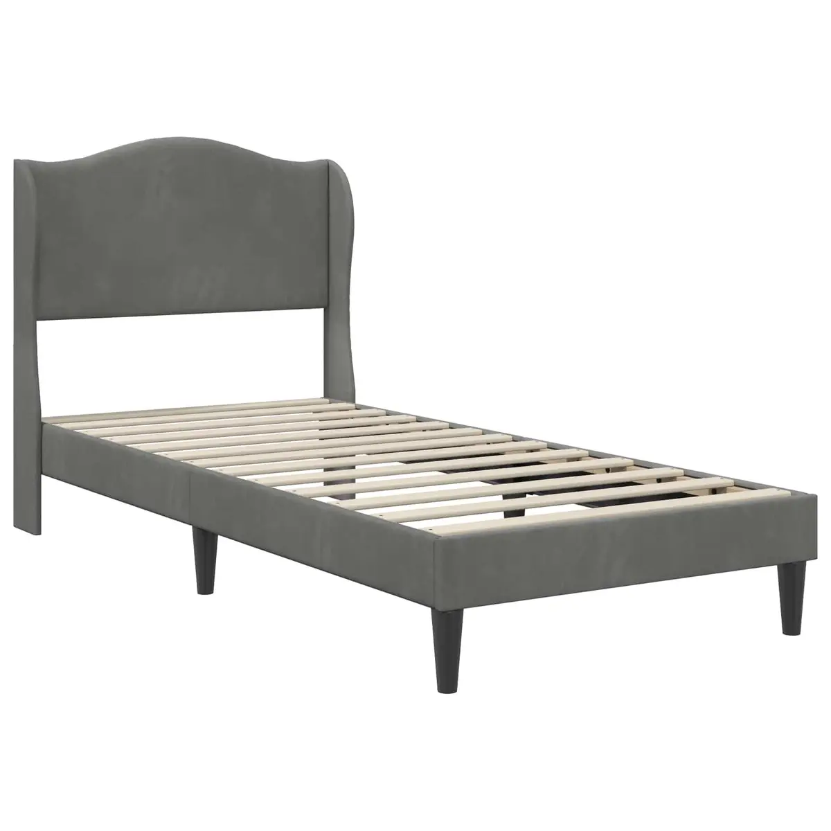 Bed Frame Velvet Upholstery 107 x 203 cm Dark Grey
