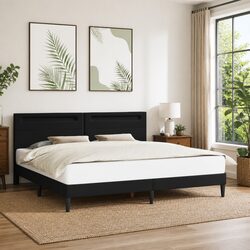 Practical Black Bed Frame with LED Lighting for Any Room