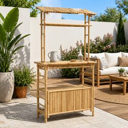Outdoor Bar Table Bamboo Natural Brown 110 x 50 x 210 cm Garden Patio Furniture