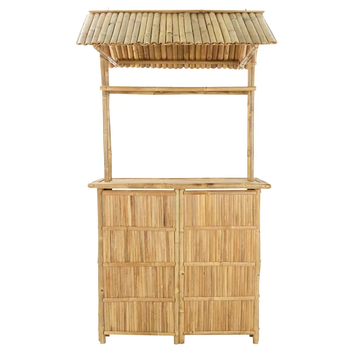 Outdoor Bar Table Bamboo with Shelves 115x95x214cm Brown